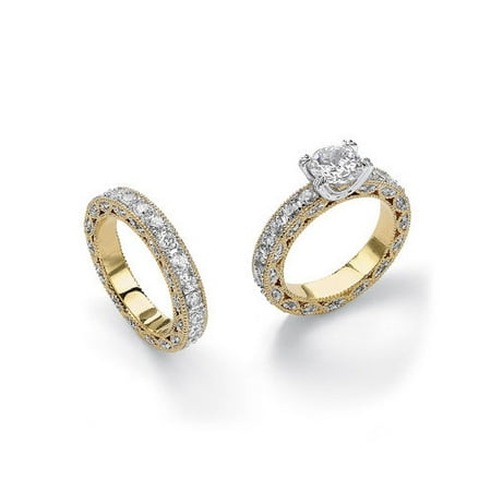 Palm Beach Jewelry Round Cubic Zirconia Beaded Wedding Ring Set