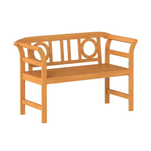 Biotree Acacia Wood 2-Person Patio Loveseat with Backrest and Armrests for Backyard Stackable Patio Chair for Garden Backyard, Natural