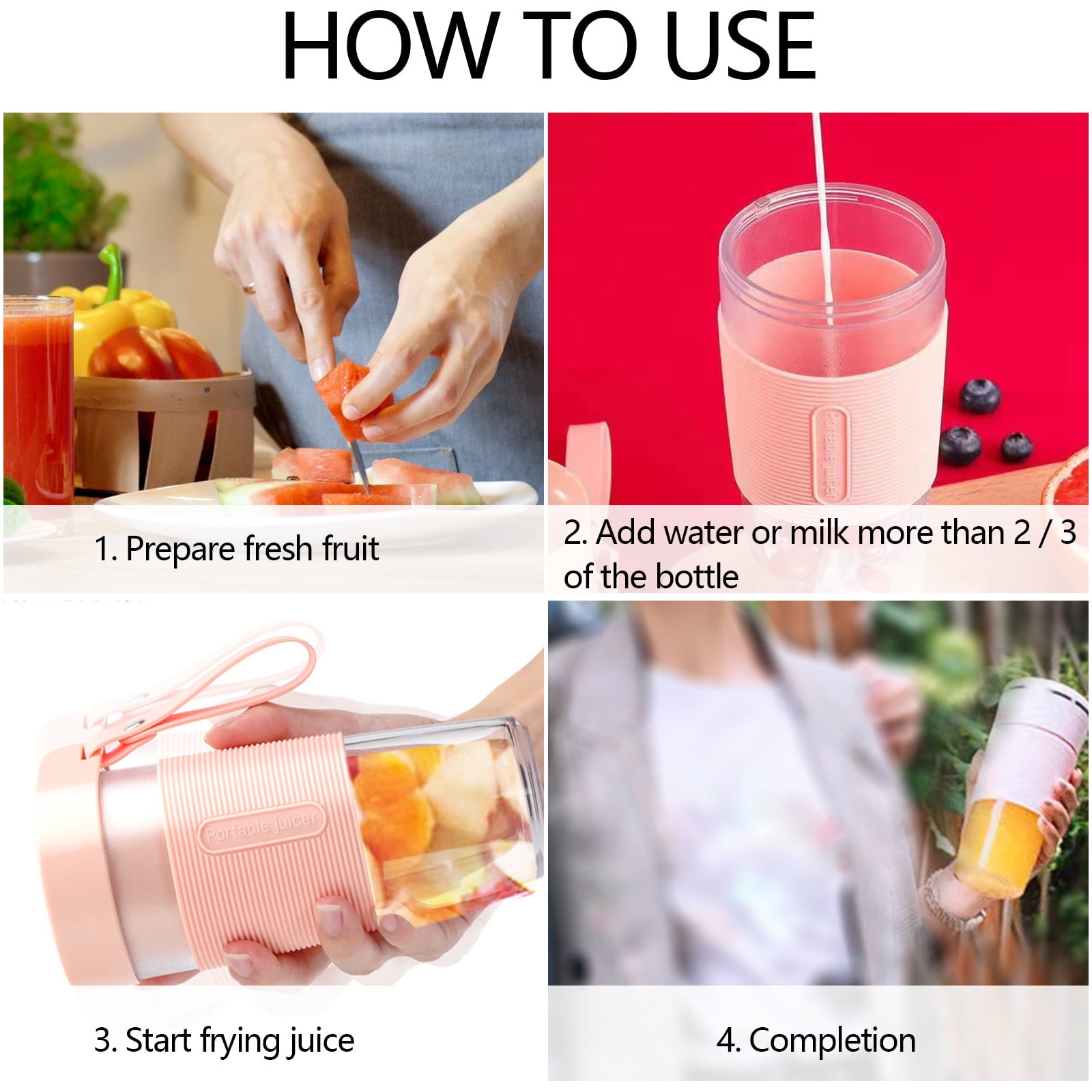 Wovilon Portable Blender, One-Handed Drinking Mini Blender For Shakes And Smoothies, Personal Blender With Rechargeable Usb, Made With Bpa-Free Material Juicer