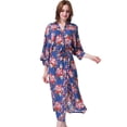 thumbnail image 3 of Mr & Mrs Right Plus Size Floral Cotton Bathrobe Women Long Bridesmaid Getting Ready Shirt Dresses Printed Blossom Kimono Robe,Navy,M, 3 of 4