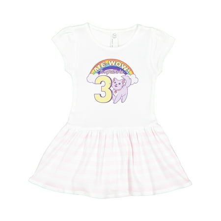 

Inktastic Cute 3 Year Old Kitty with Rainbow Gift Toddler Girl Dress
