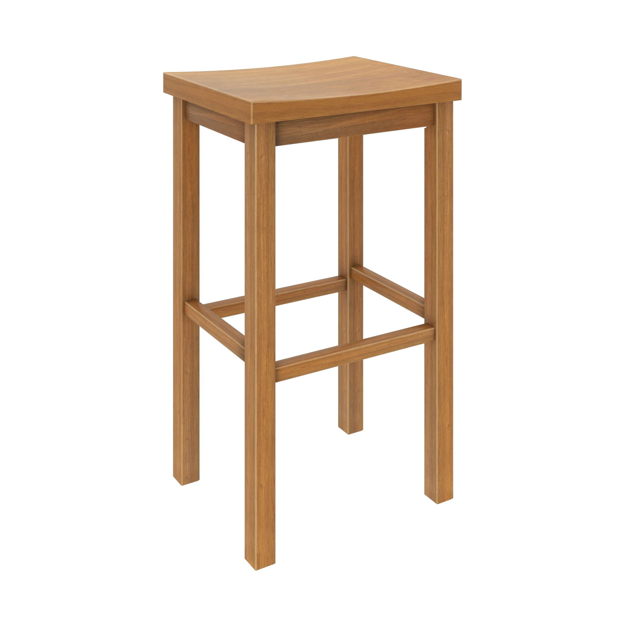 Now Furniture 30" Bar Stool, Wooden Backless Bar Height Kitchen Stool, Pecan
