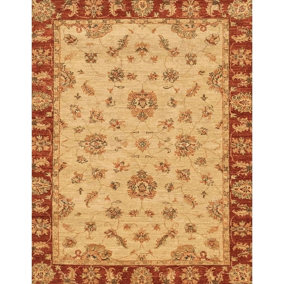 Ahgly Company Indoor Rectangle Abstract Orange Red Abstract Area Rugs, 5' x 8'