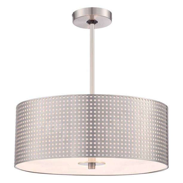 George Kovacs P5743 084 Grid 3 Light Drum Pendant In Brushed Nickel Com Light Drum Pendant In Brushed Nickel, George Kovacs Light Rain Pendant