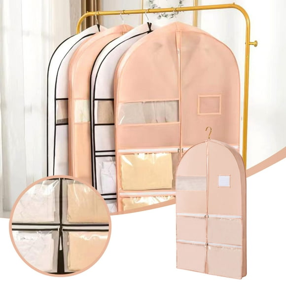 Space Saving Garment Bag with Self Compression Zipper For Closet Organization Hanging Travel Cover Prevention Durable Polyester Storage Solution for Coats Dresses Shirts and Suits