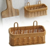 1*Woven Hanging Basket,Woven Storage Basket Wall Hanging Vegetable Organizer Garlic Holder Efficient Home Kitchen Organization Tool.Big,Storage Basket Brown Small