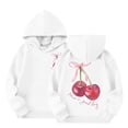 thumbnail image 4 of WOYY Toddler Girl's Hoodie Cherry Print Hooded Sweatshirt Casual Loose Graphic Pullover, 4 of 5