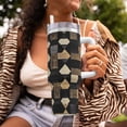 thumbnail image 6 of 40zo Ice Bar Cup With Handle Double Insulation Large Capacity Rust Prevention For Daily Travel And Other Scenes Darkvoilet Houndstooth Checkered_2, 6 of 8