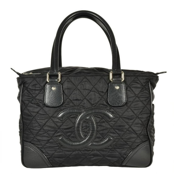 Pre-Owned CHANEL Paris New York Line Tote Bag Nylon Leather A33100 Black Coco Mark (Good)
