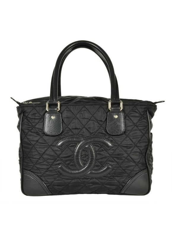 Pre-Owned CHANEL Paris New York Line Tote Bag Nylon Leather A33100 Black Coco Mark (Good)