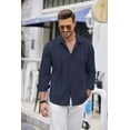 thumbnail image 4 of Coshow Mens Cuban Guayabera Shirt Casual Button Down Shirts Long Sleeve Summer Beach Shirts, 4 of 7