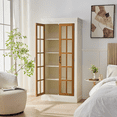thumbnail image 4 of 71" H Display Storage Cabinet with Glass Doors & 4-Tier Shelf, Wooden Curio Cabinet Bookcase Bookshelf for Home Office Living Room Store, Brown+White, 4 of 9