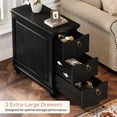 thumbnail image 6 of Finmind Black Wood Fully Assembled End Table, 3-Drawers Narrow Slim Side Table, No Assembly Required, Nightstand for Bedside, 6 of 9
