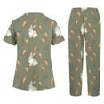thumbnail image 3 of Scrub Uniforms For Women，Women's Short-Sleeve Easter Print Nursing Scrubs Set with Pockets，Army Green，XXXL, 3 of 4