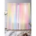 thumbnail image 4 of Pink Purple Semi Sheer Curtains 108 Inch Length 2 Panels Set, Modern Colorful Ombre Abstract Tie Dye Art Sheer Kitchen Curtain Privacy Voile Window Curtain for Living Room Bedroom Rod Pocket Drapes, 4 of 7
