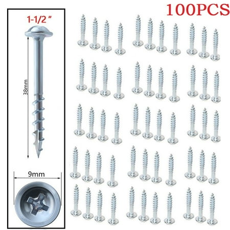 

BAMILL 100pcs Pocket Hole Screw 25-63mm Cross Screwdriver Self Tapping Screw ST4 Drive