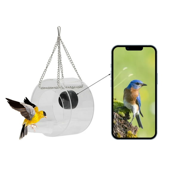 Mangeoire Intelligente pour Oiseaux avec Caméra, Surveillance en Temps Réel des Oiseaux Sauvages, Caméra d'Observation Intelligente pour Oiseaux avec Caméra, Mangeoires Suspendues pour Oiseaux d'Extérieur, Nichoir avec Caméra, Cadeau pour Amateur d'Oiseaux