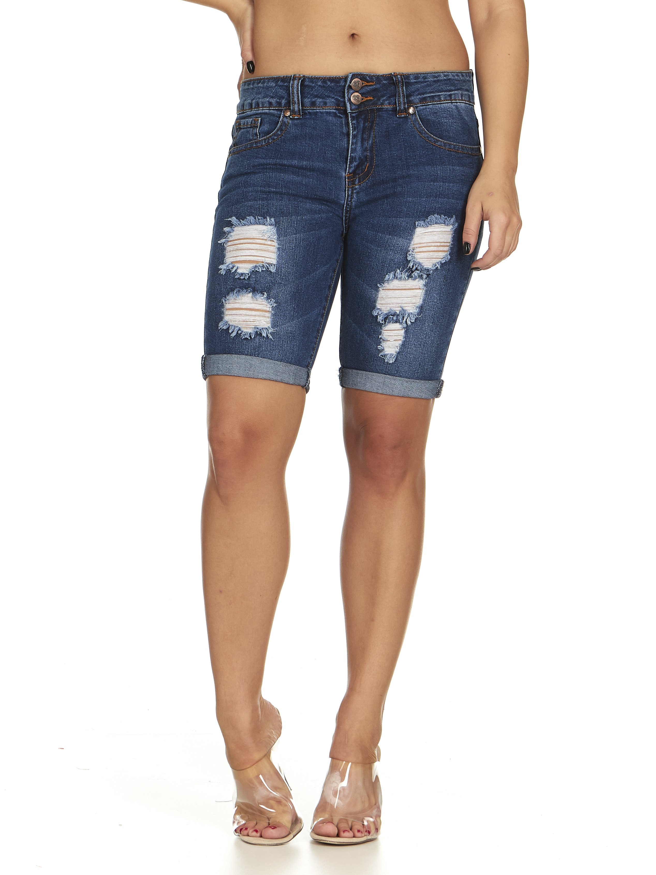denim bermuda shorts ripped