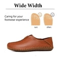 thumbnail image 3 of Men's Leather Loafers Casual Lightweight Flat Moccasins Outdoor Hiking Non-slip Driving Shoes Yellow 8.5 US, 3 of 7