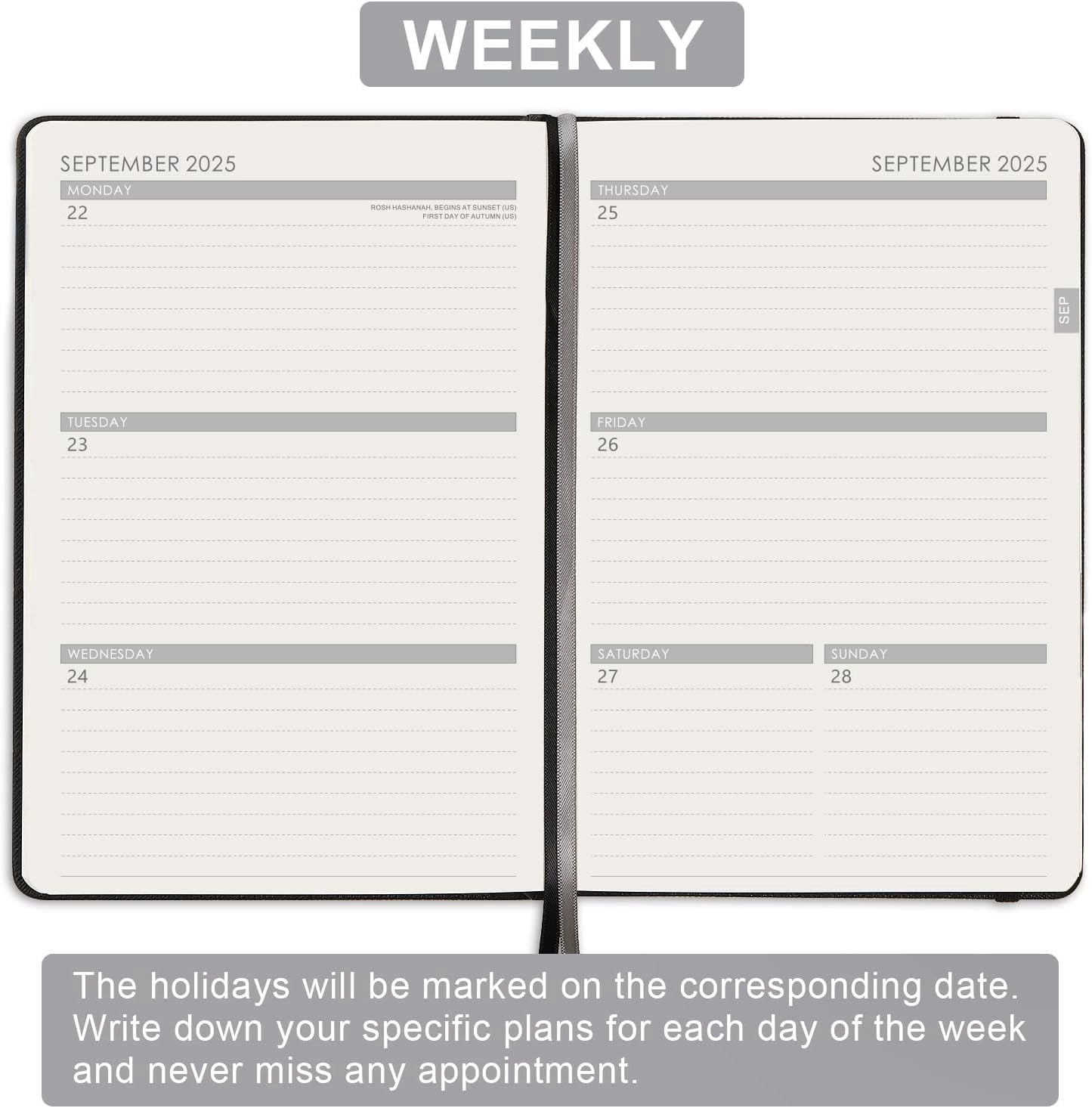 2025-2026 Planner - Academic Planner 2025-2026, 12-Months 2025-2026 Planner Weekly and Monthly, Jul. 2025 - Jun. 2026, 5.75" x 8.25", Saffiano Leather with Thick Paper, Back Pocket with 40 Notes