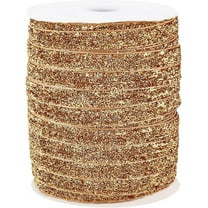 50 Yards(45.72m) Single Face Sparkle Ribbon 3/8inch Wide Dark Goldenrod Metallic Glitter Ribbon Velvet Trim Polyester Nylon Ribbon Roll