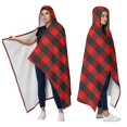 thumbnail image 2 of Wearable Blanket,Red Black Checkerboard Checkered Pattern Hooded Wearable Sherpa Blanket for Adults & Teens,Winter Poncho Shawl Wrap Cape Thick Warm,50"x60", 2 of 5