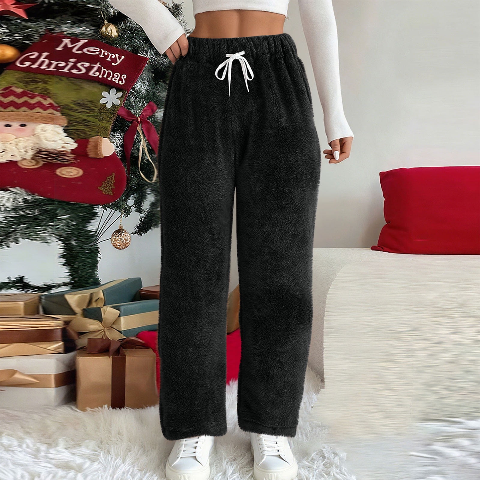Women Composite Fleece-lined Thick Pants, Plus Size Corduroy