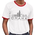 thumbnail image 2 of Skyline Omaha Nebraska Ringer Tee Shirt Unisex X-Large White/Red, 2 of 5