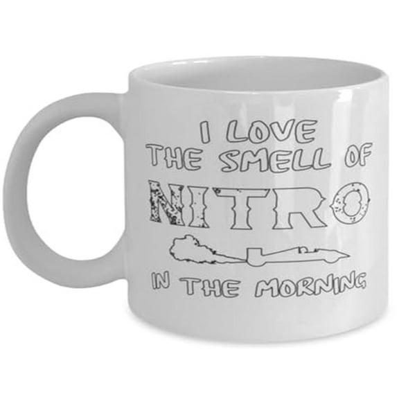 Racing Coffee Mug, I Love The Smell Of Nitro In The Morning, Cars Gift, White Ceramic Cup