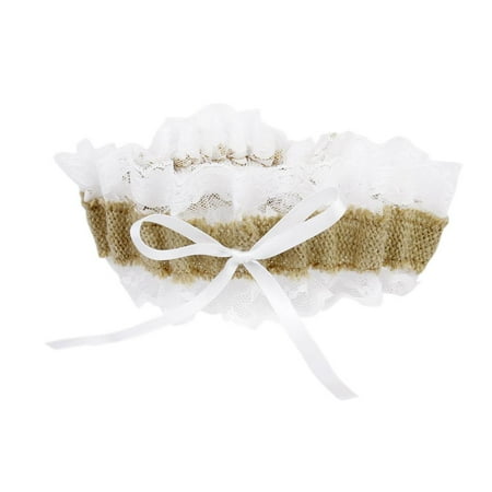 

Rustic Wedding Bridal Jute Burlap Garter w/ Satin Bowknot Ribbon