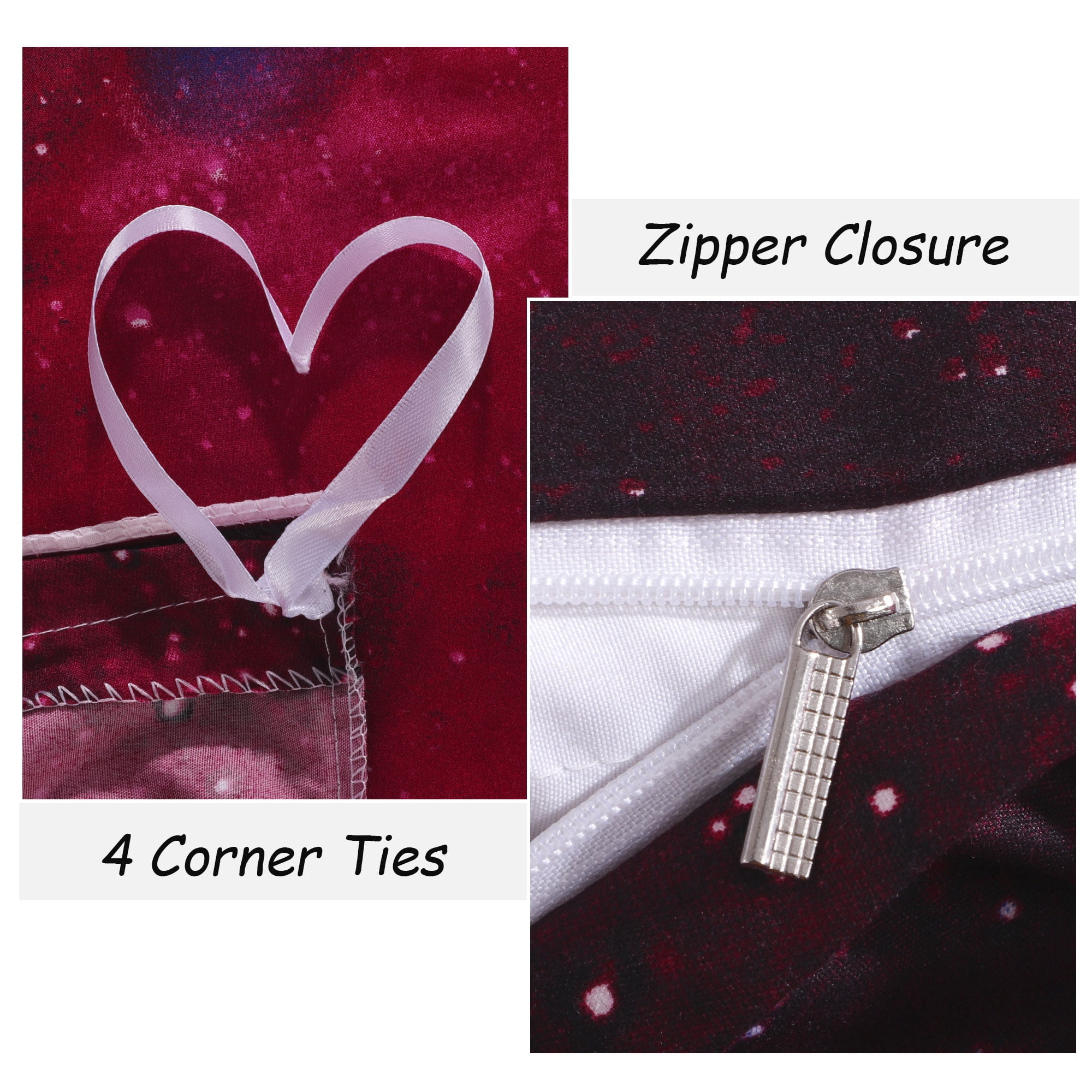 2 Piece 3D Galaxy Duvet Cover Bedding Set with Pillowcase Red Twin