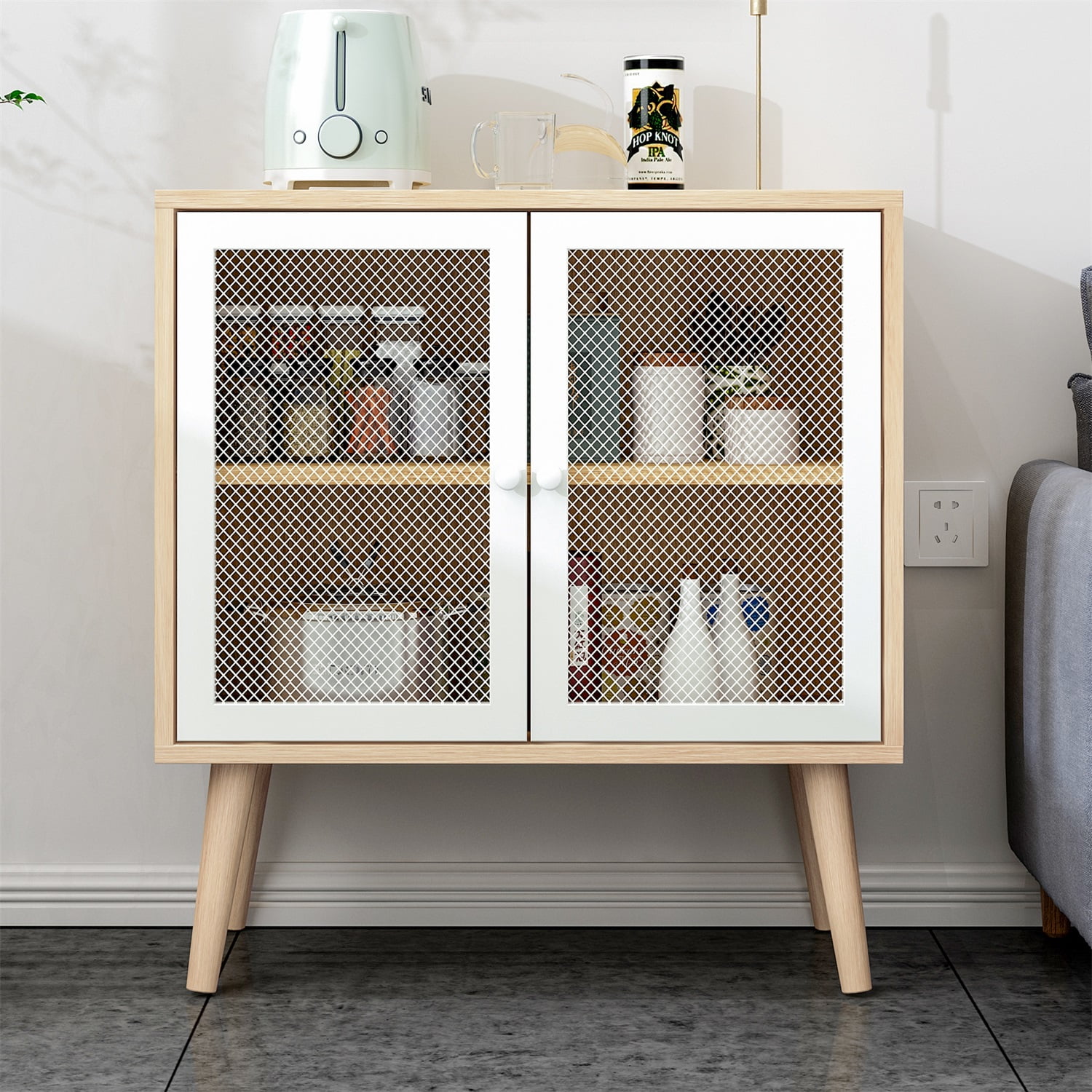 Canddidliike Mid-Century Bathroom Cabinet with Storage and Open Shelf ...