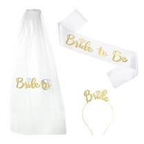 Bride Sash,Bride Sash Veil Headband -Tiara Crown Queen Crown for Bachelorette Party,White Gold