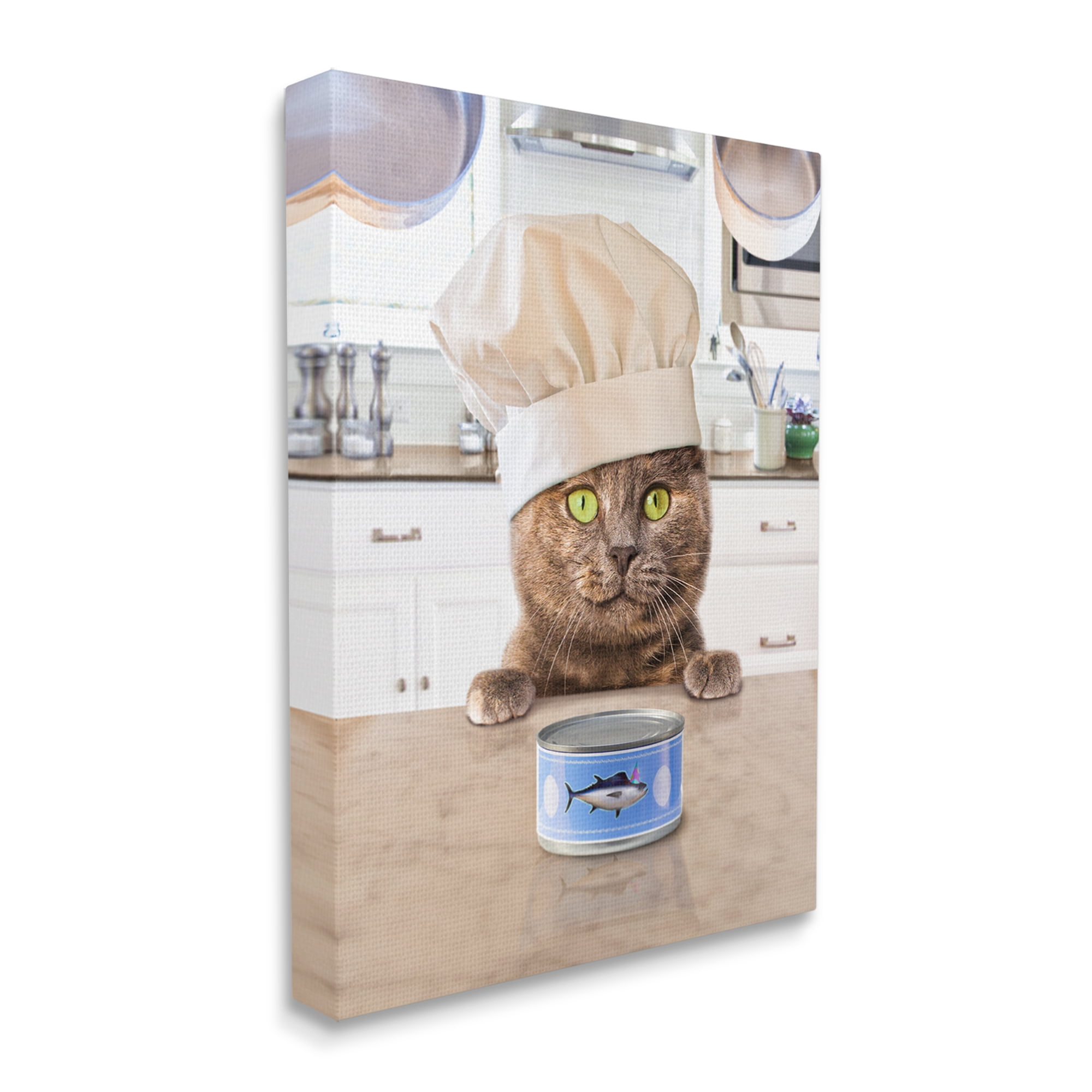Stupell Industries Cat Chef & Tuna Can Animals & Insects Painting Gallery Wrapped Canvas Print Wall Art, 16 x 20