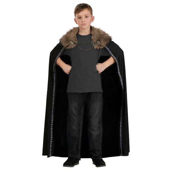 Black Faux Fur Collar Kid's Viking Costume Cape