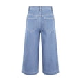 thumbnail image 4 of ZGRBOU Women's Wide Leg Capri Jeans High Waist Straight Stretchy Jeans Summer Casual Denim Capris Pants with Pockets, 4 of 7