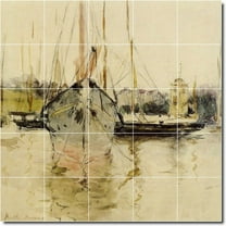 Ceramic Tile Mural-Berthe Morisot Waterfront Painting 101. 21.25" w x 21.25" h using (25) 4.25 x 4.25 ceramic tiles