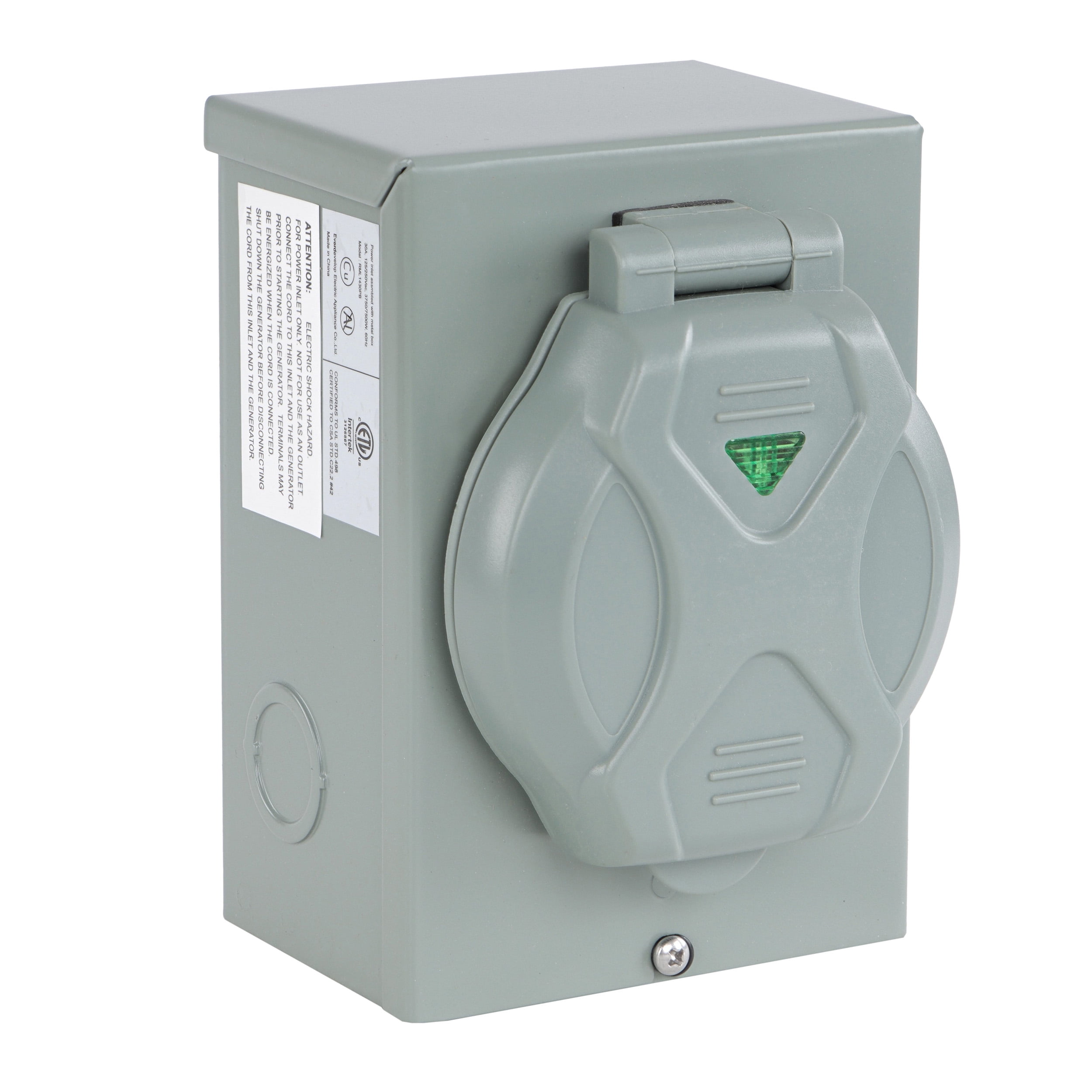 BISupply Generator Inlet Box 30 Amp 4 Prong L14-30P 125V/250V Connection Box