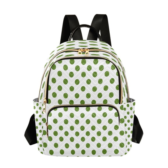 Qxltty Quilted Backpack for Women, Green Dot Travel Daypack with Front Pocket for Casual Daily Use
