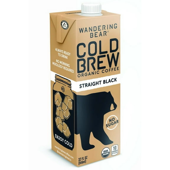 (Price/Case)Wandering Bear Coffee WBSB32OZ6PAK Straight Black Cold Bright White 6-32 Fluid ounce