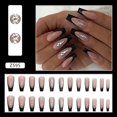 thumbnail image 2 of Dark Pink French Press on Nails with Rhinestone Design Black French Tip Nude False Nails Attractive Black Glitters Sequins Acrylic Simple Classy Nails FN-LT082, 2 of 4