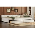 thumbnail image 6 of Newest Queen Platform Bed with 2 Under-Bed Storage Drawers, Beige Upholstered Bed Frame Includes USB Ports, Sturdy Wood Construction, Easy Assembly, 6 of 18