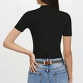 thumbnail image 3 of ClodeEU Women's Short Sleeve Turtleneck Stretch Slim Fit T Shirt,Fashion Soft Cozy Tee Black,Womens Plus XXL, 3 of 6