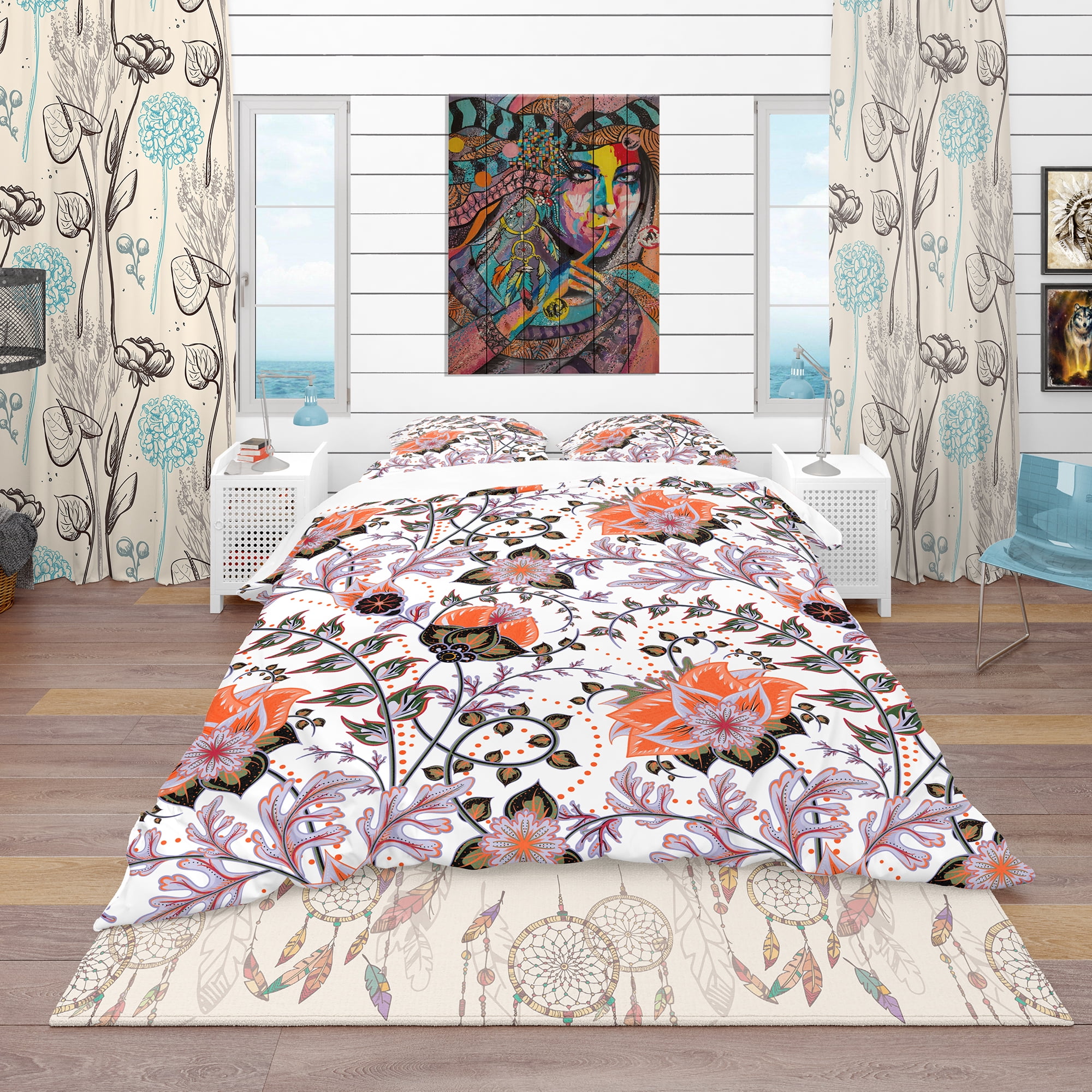 Designart 'Pattern, Vintage Decorative Elements' Bohemian & Eclectic Duvet Cover Set