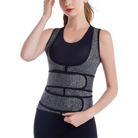 Odeerbi Corset Top for Women Shapewear Bodyshaper Tummy Control Waist Trainer Waist Adjustable Zipper Body Shaper Abdo Gray