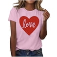 thumbnail image 4 of BiZtdJrK Weekly Sales Valentine's Day Heart Shirts for Women 2025 Fashion Letter Graphic Print Tees Tops Loose Casual Crew Neck Short Sleeve Blouse Pink S, 4 of 6
