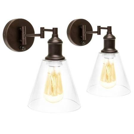 Swing Arm Extension Mirror - Best Choice Products Bedroom, Bathroom, Home Set of 2 Industrial Style Wall Sconces w/ Metal Swing Arm