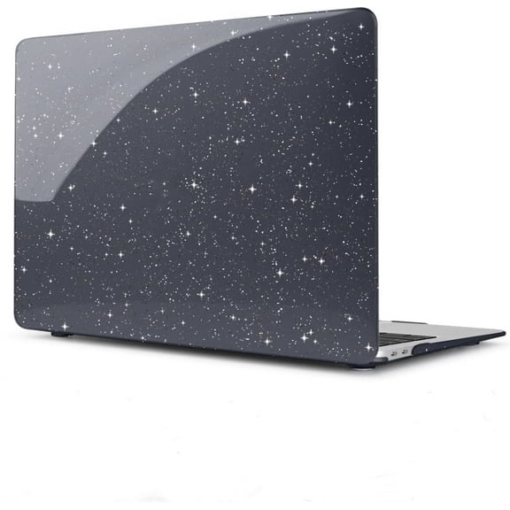 Sparkly Black Star Case for MacBook Air 13 Inch Case A2337 M1 A2179 A1932 2021-2018 Release, Plastic Glitter Bling Hard Shell Case for MacBook Air M1 2021
