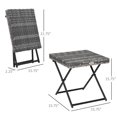 thumbnail image 2 of Grey Folding Rattan Coffee Table - Outdoor Patio Side Table with PE Wicker, 15.75"x15.75"x15.8" - Balcony, Porch, Poolside Furniture, 2 of 7