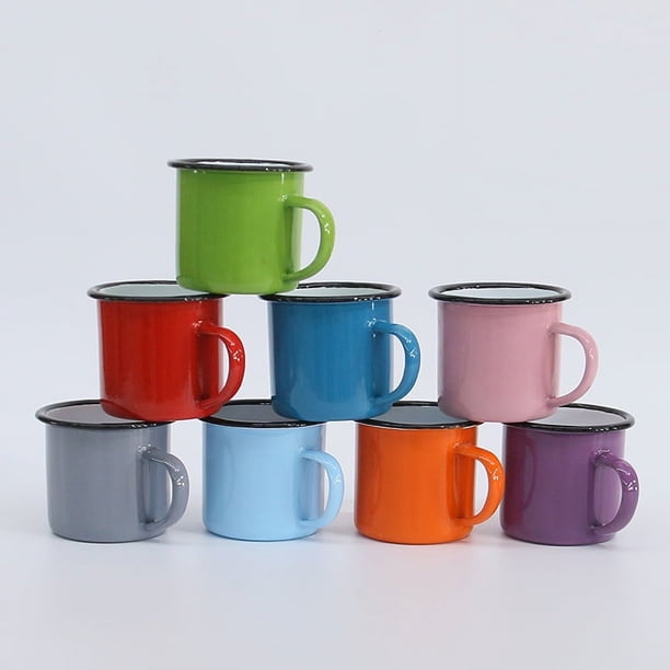 Taza de esmalte de regalo, taza de esmalte de color nostálgico engrosado, taza de agua de oficina, taza de té estilo taza de agua de oficina portátil